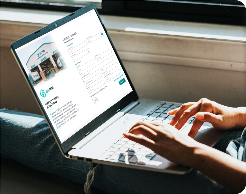 Create a carrier account and post requests on the BIDWA platform